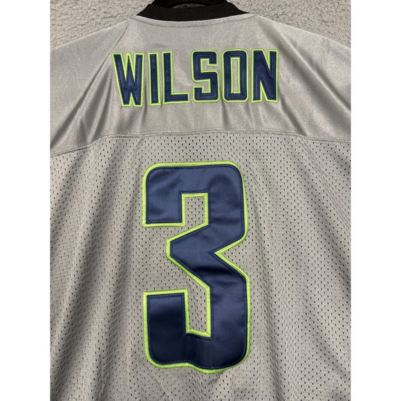 Seattle Seahawks Jersey Mens 44 Gray NFL Football Russell Wilson Nike On Field - Picture 11 of 16
